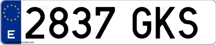 Ejemplo de matrícula de coche ordinaria 2837 GKS