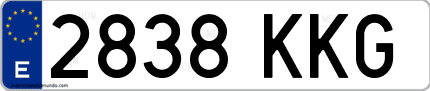 Ejemplo de matrícula de coche ordinaria 2838 KKG