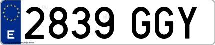 Ejemplo de matrícula española 2839 GGY