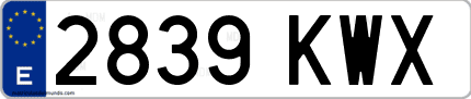 Ejemplo de matrícula de coche ordinaria 2839 KWX