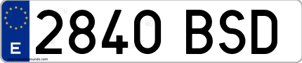 Ejemplo de matrícula de coche ordinaria 2840 BSD