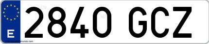 Ejemplo de matrícula española 2840 GCZ