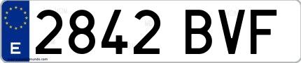 Ejemplo de matrícula española 2842 BVF