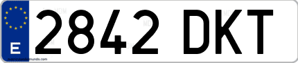 Ejemplo de matrícula de coche ordinaria 2842 DKT