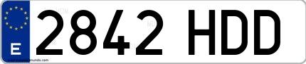 Ejemplo de matrícula española 2842 HDD