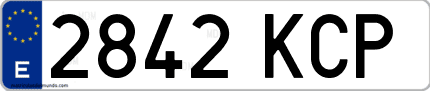 Ejemplo de matrícula de coche ordinaria 2842 KCP