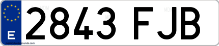 Ejemplo de matrícula de coche ordinaria 2843 FJB