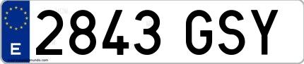 Ejemplo de matrícula española 2843 GSY