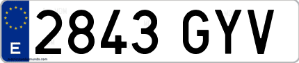 Ejemplo de matrícula de coche ordinaria 2843 GYV