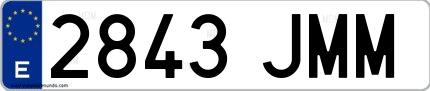 Ejemplo de matrícula española 2843 JMM