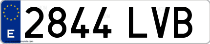 Ejemplo de matrícula de coche ordinaria 2844 LVB