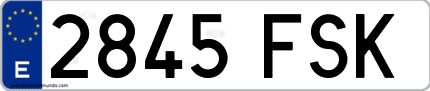 Ejemplo de matrícula de coche ordinaria 2845 FSK
