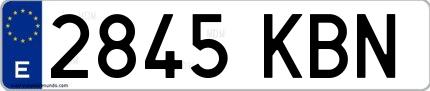 Ejemplo de matrícula española 2845 KBN