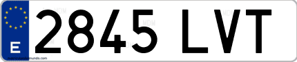 Ejemplo de matrícula de coche ordinaria 2845 LVT