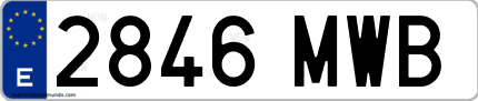 Ejemplo de matrícula de coche ordinaria 2846 MWB