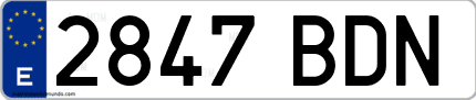 Ejemplo de matrícula de coche ordinaria 2847 BDN
