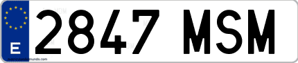 Ejemplo de matrícula de coche ordinaria 2847 MSM