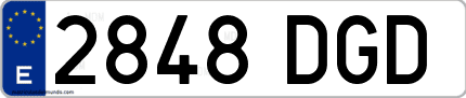 Ejemplo de matrícula de coche ordinaria 2848 DGD