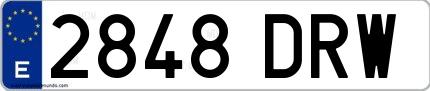 Ejemplo de matrícula española 2848 DRW