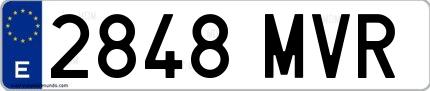 Ejemplo de matrícula española 2848 MVR