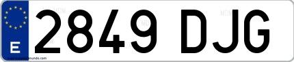Ejemplo de matrícula española 2849 DJG