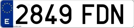 Ejemplo de matrícula española 2849 FDN
