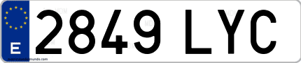 Ejemplo de matrícula de coche ordinaria 2849 LYC
