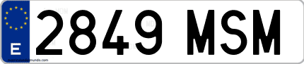 Ejemplo de matrícula de coche ordinaria 2849 MSM
