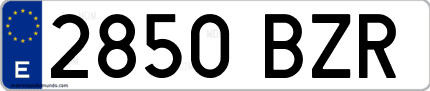 Ejemplo de matrícula de coche ordinaria 2850 BZR