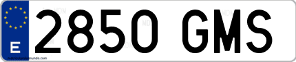 Ejemplo de matrícula de coche ordinaria 2850 GMS