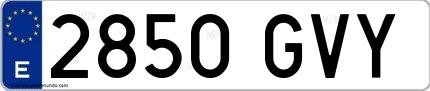 Ejemplo de matrícula española 2850 GVY