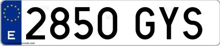 Ejemplo de matrícula española 2850 GYS