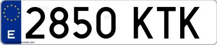 Ejemplo de matrícula española 2850 KTK