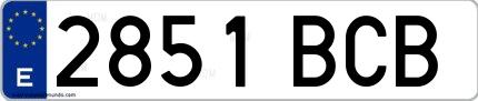 Ejemplo de matrícula española 2851 BCB