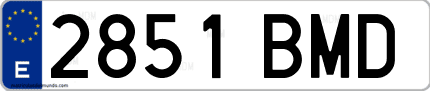 Ejemplo de matrícula de coche ordinaria 2851 BMD