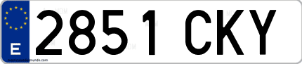 Ejemplo de matrícula de coche ordinaria 2851 CKY