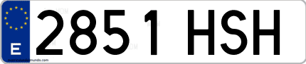 Ejemplo de matrícula de coche ordinaria 2851 HSH