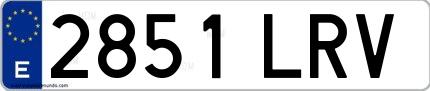 Ejemplo de matrícula de coche ordinaria 2851 LRV