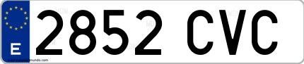 Ejemplo de matrícula española 2852 CVC