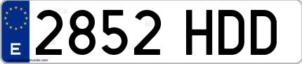 Ejemplo de matrícula española 2852 HDD