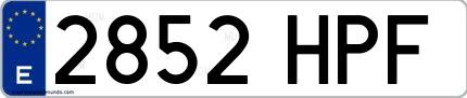 Ejemplo de matrícula española 2852 HPF