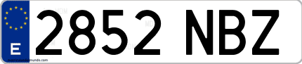 Ejemplo de matrícula de coche ordinaria 2852 NBZ