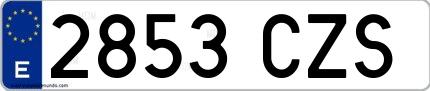 Ejemplo de matrícula española 2853 CZS