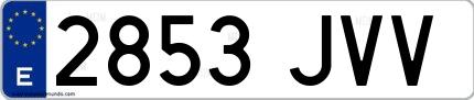 Ejemplo de matrícula española 2853 JVV