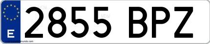 Ejemplo de matrícula española 2855 BPZ
