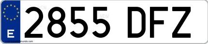 Ejemplo de matrícula española 2855 DFZ