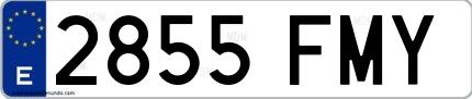 Ejemplo de matrícula española 2855 FMY