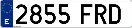 Ejemplo de matrícula española 2855 FRD