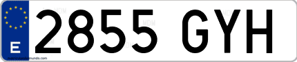 Ejemplo de matrícula de coche ordinaria 2855 GYH