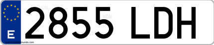 Ejemplo de matrícula de coche ordinaria 2855 LDH